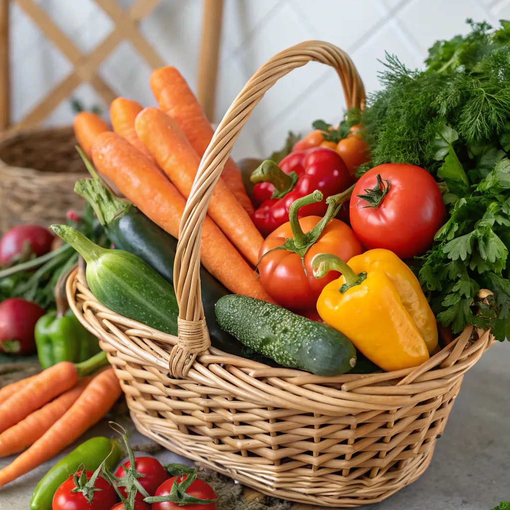 A basket of fresh vegetables